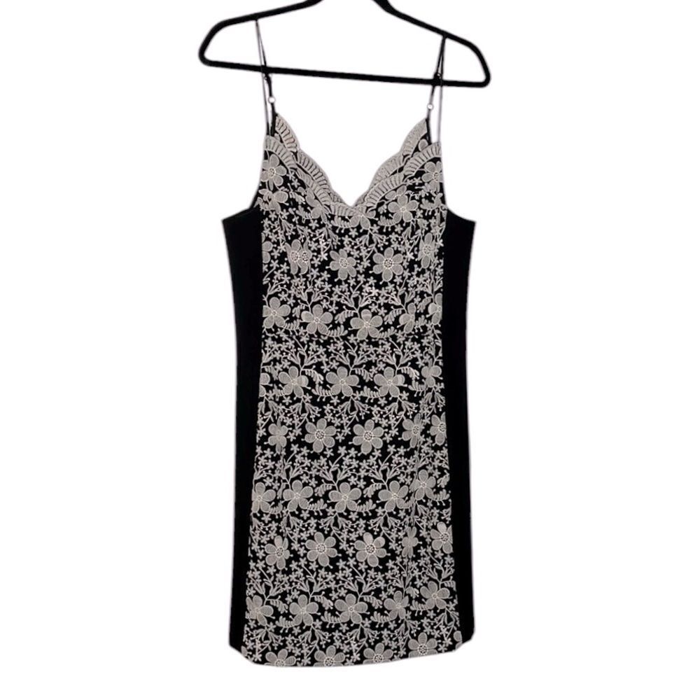 EUC Eva Franco at Anthropologie Black & Off-White Floral Embroidery Dress - Picture 2 of 8